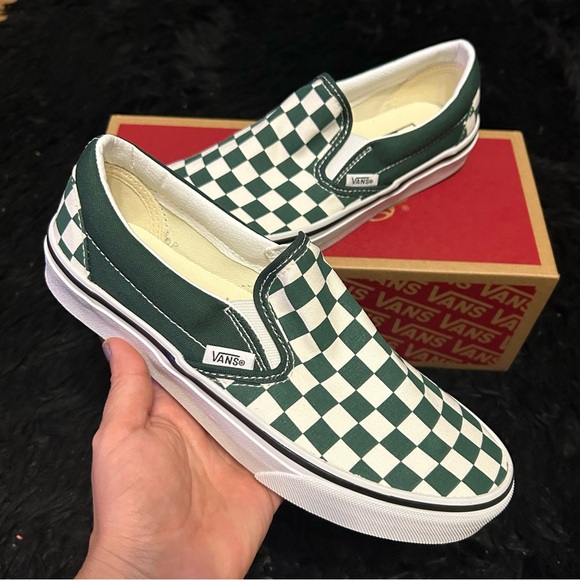 Vans Shoes - VANS off the wall checkerboard green slip on shoes sneakers women’s 7 new